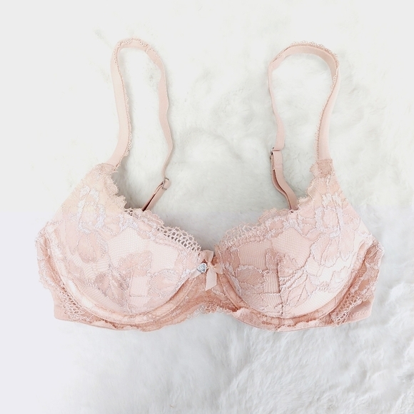 Victoria's Secret Pink Lace Padded Adjustable Straps Comfy Bra P1882 - Picture 1 of 6